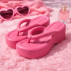 Melissa Pink Platform Flip Flop Sandals Vegan Rubber Size 10